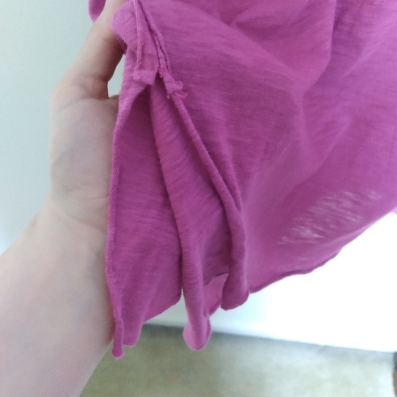 Free People So Easy Pink Ruffle Sleeve Pocket Modal & Cotton Blouse Size Small - Picture 8 of 11